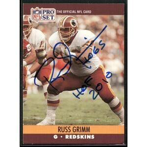 1990 Pro Set Russ Grimm Auto Washington Redskins #663